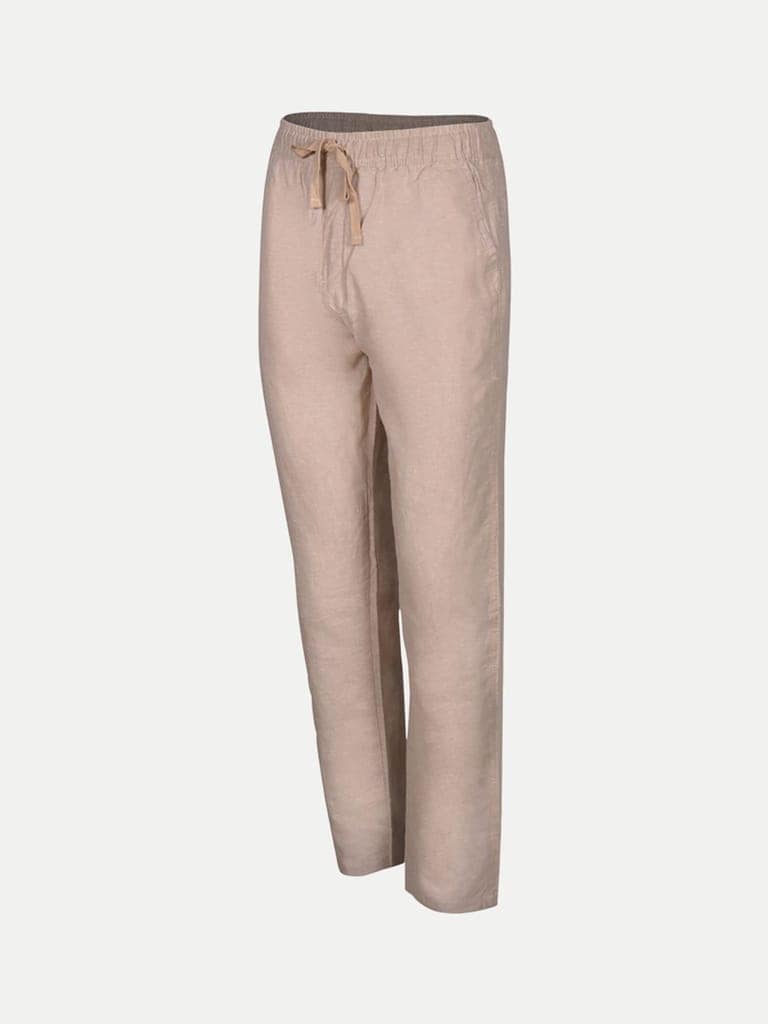Men Beige Solid Remi Cotton Chinos Trousers view 2