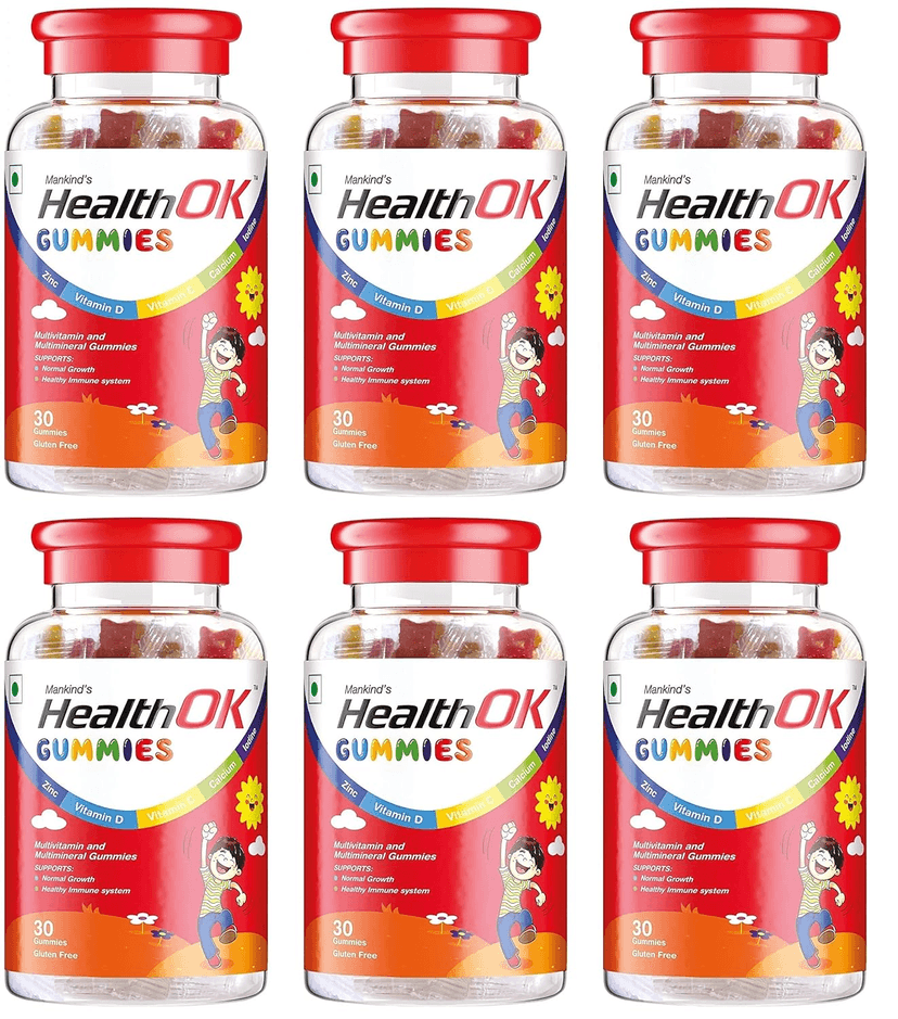 Health Ok Mankind Gummies Multivitamin and Multimineral for Kids Supports Normal Growth Healthy Immune system and Brain Function for 7 -17-year-old Bottle of 30 Gummies x Pack of 6 view 2