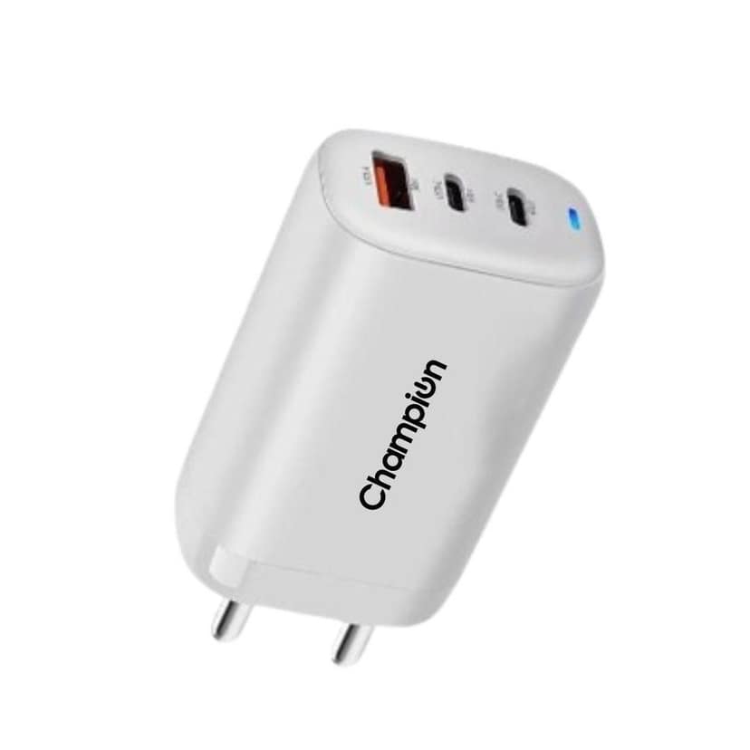 Champion 25W Wall Charger (USB+Type-C+Type-C) Supports PPS/Warp/Dash/SuperVooc Charging (White) view 2