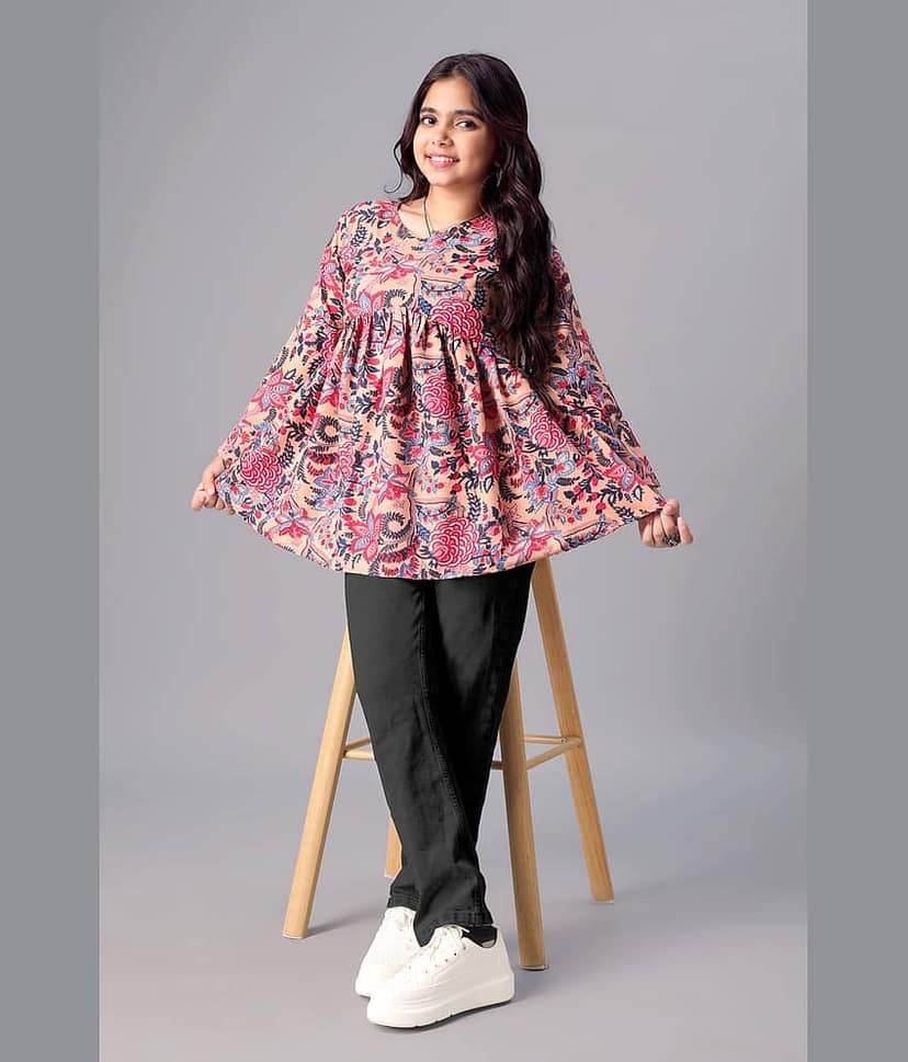 Aarya Designer Pack of 1 Girls Cotton Blend Top ( Yellow )