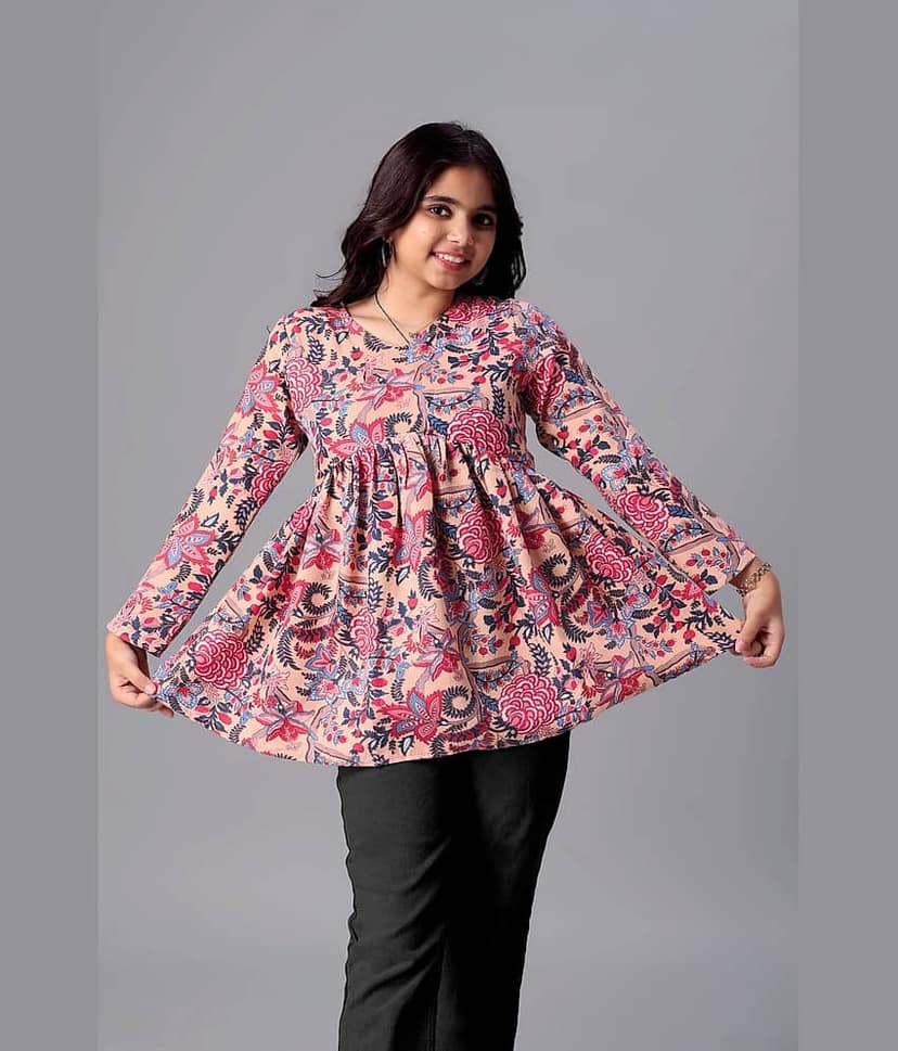 Aarya Designer Pack of 1 Girls Cotton Blend Top ( Yellow ) view 2