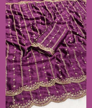 ofline selection Georgette Cut Outs Regular Saree With Unstitched Blouse Piece ( Wine )