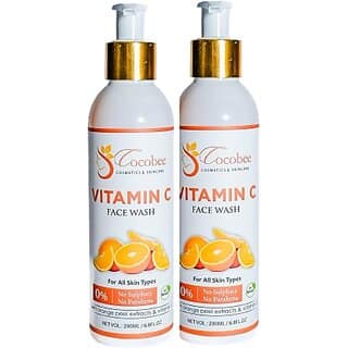 COCOBEE Vitamin C Face Wash Pack of 2, 200ml Brightening Revitalizing Cleanser for Glowing Skin