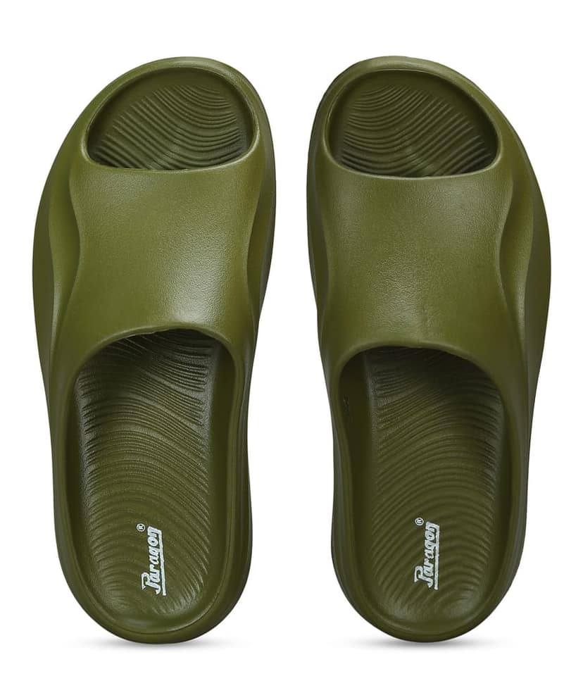 Paragon Men's Watreproof Green Sliders with Comfortable Anti-Skid Sole view 4