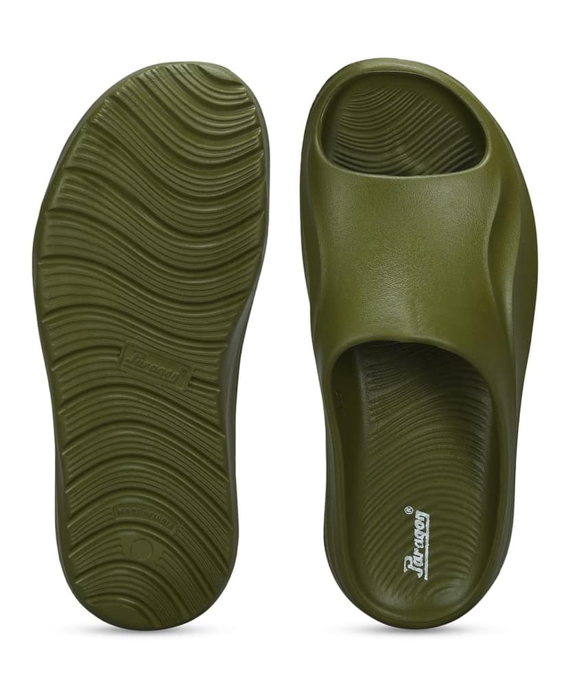 Paragon Men's Watreproof Green Sliders with Comfortable Anti-Skid Sole view 5