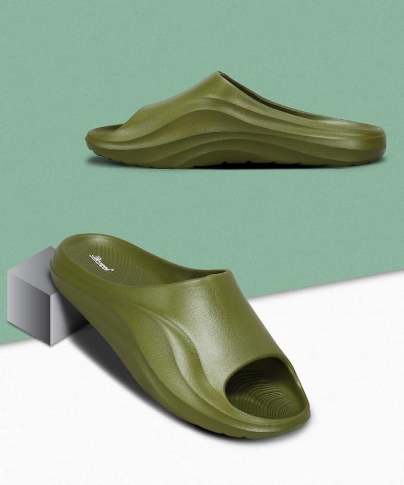Paragon Men's Watreproof Green Sliders with Comfortable Anti-Skid Sole view 7