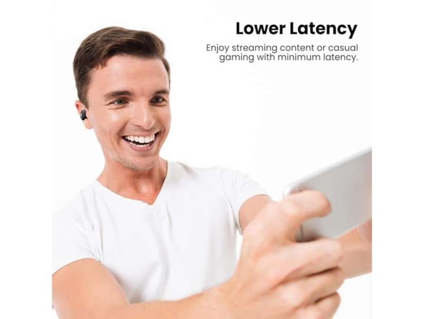 Portronics Harmonics Twins S3 Smart TWS Bluetooth 5.2 Earbuds with 20 Hrs Playtime, 8mm Drivers, Lightweight Design - Black view 3