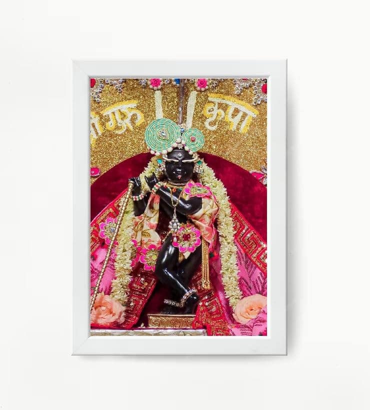 NOKKES Radha Raman Ji Vrindavan Radha Raman Thakur Ji White Photo Frames Religious Photo frame 5X7 Inch Photo Frame_QWW66