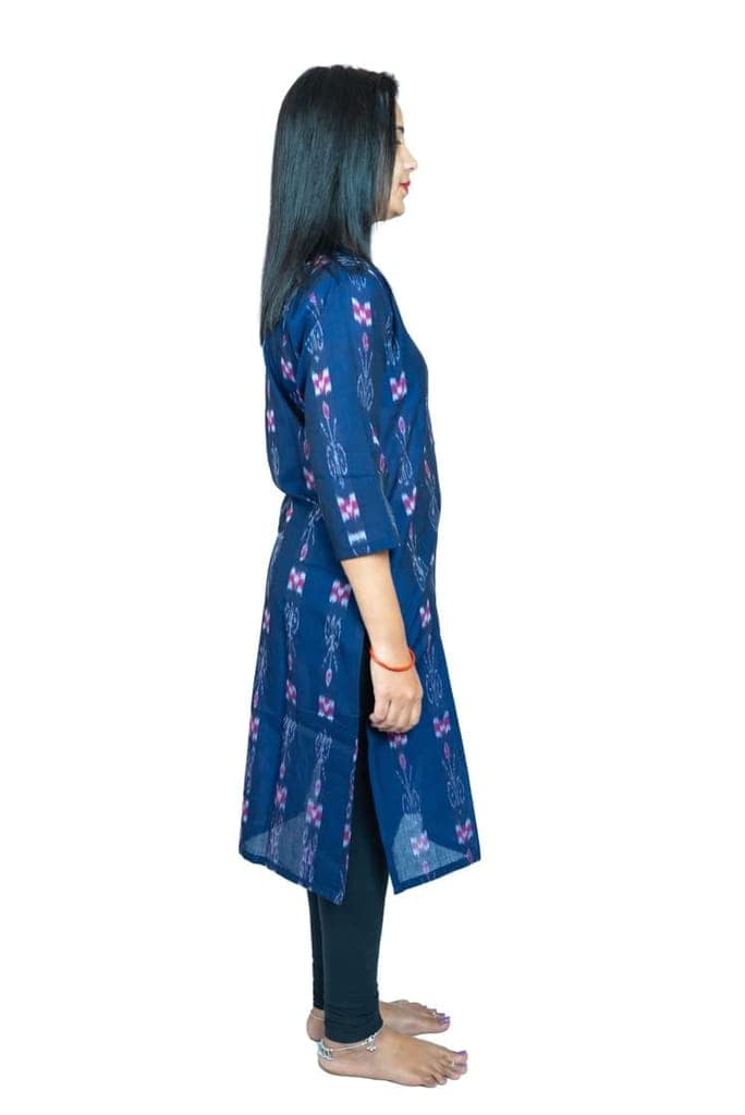 GHL GUENDICHA HAAT Sambalpuri Certified Handloom Women's Pure Cotton highneck Kurta view 3