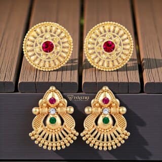 Vivastri Premium Gold Plated Alloy Stud Earrings Combo for Women & Girls Pack of 2