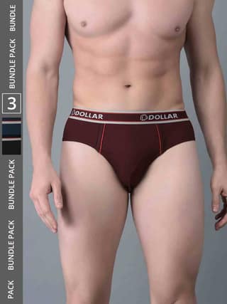 Dollar Bigboss Men’s Pack of 3 Combed Cotton Solid Brief With Anti-Microbial Odour Control