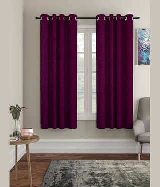 Cortina - Modern Embossed Room Darkening Eyelet Curtain-5 Ft-pack of 2