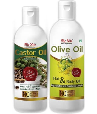 The Nile Castor Oil 100 ML + Olive Oil 200 ML Hair Oils 300 mL Pack of 2