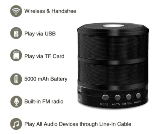 Mini Bluetooth Speaker with FM Radio, USB Pen Drive Slot and Memory Card Slot, AUX Input view 3