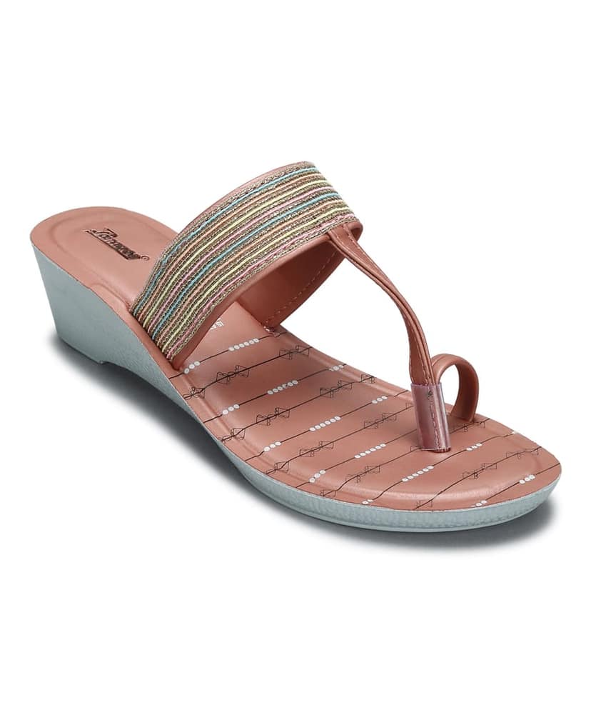 Paragon Women's Peach Wedge Sandals with Cushioned Sole and Sturdy Construction for Everyday Use view 2