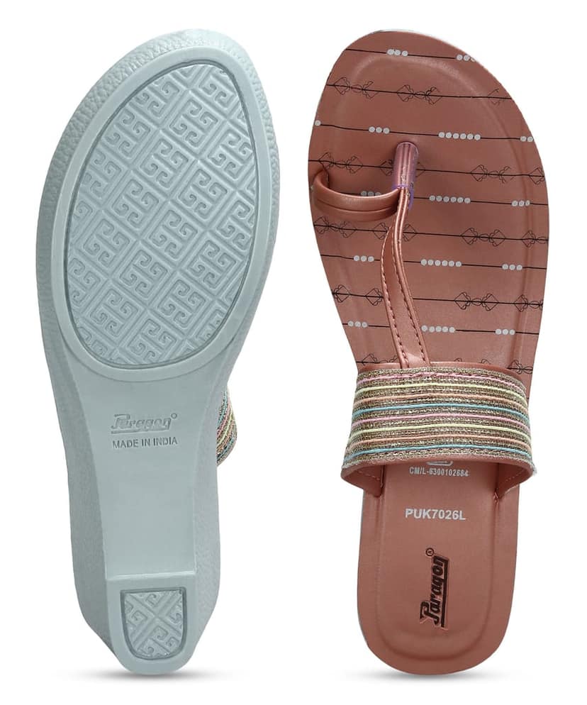 Paragon Women's Peach Wedge Sandals with Cushioned Sole and Sturdy Construction for Everyday Use view 7