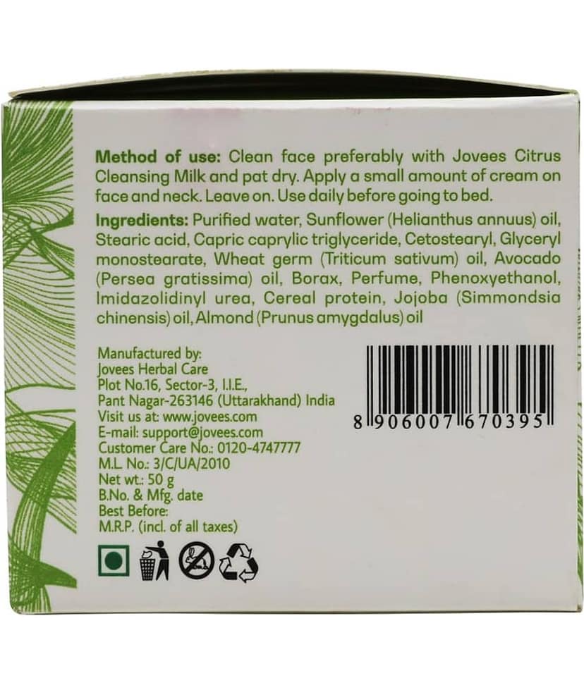 Jovees Herbal Avocado Revitalising Night Cream For Younger And Glowing Skin, 50gm (Pack of 1) view 2