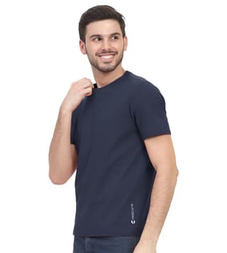 Freecultr Truly Classic Organic Men's Cotton T-Shirt | Solid Round Neck Half Sleeve | Plain Stylish t Shirts | Regular Fit | Casual T Shirt for Man Pack of 1-Galaxy Blue