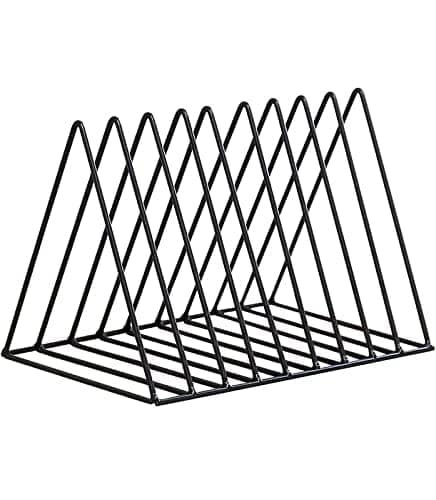 Iron Triangle Slot Magazine Stand - File Rack Desktop Book Organizer, Tabletop Table Book Stand For Office - Magazine Files Stand, File Organiser, Tiered Shelf, 25.4 X 20.3 X 15.2 Cm view 2
