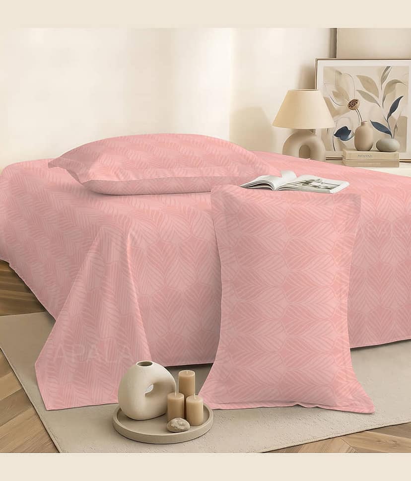 Apala Peach Microfiber 1 Double King Bedsheet with 2 Pillow Covers ( 254 cm x 228 cm )