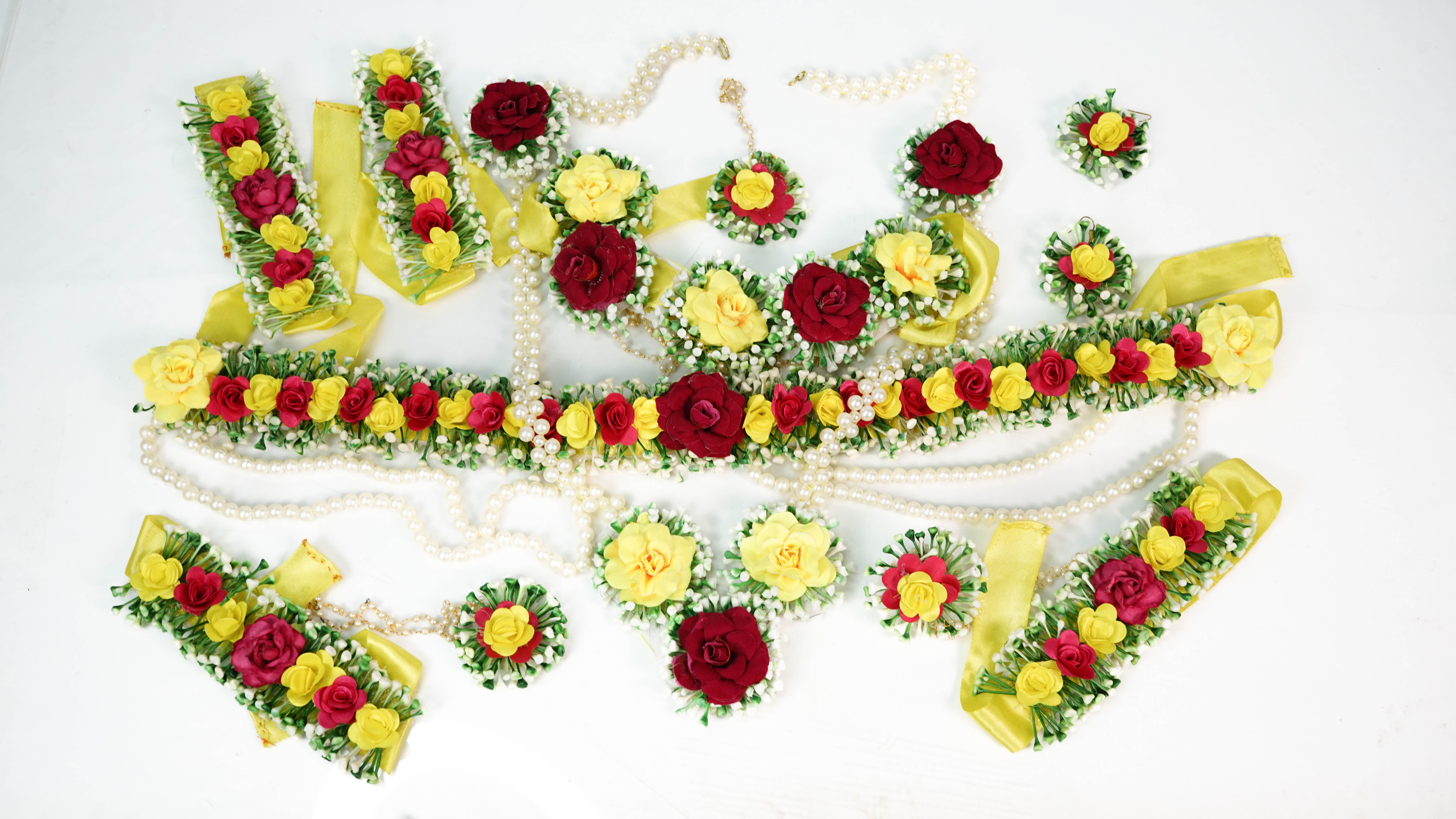 Floral Jewellery Set | Handmade Bridal Jewellery | Haldi, Mehendi & Baby Shower Ceremony Accessories for Women
