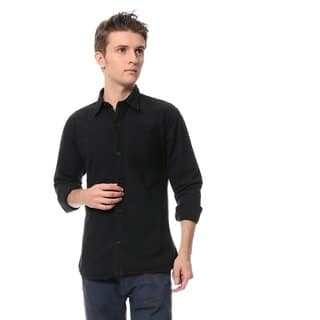 9H Black Cotton Blend Casual Shirt