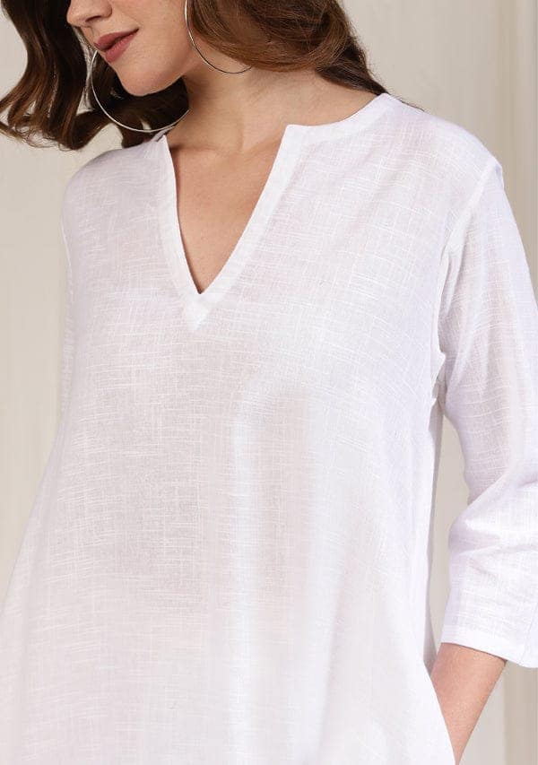 White Asymmetric Cotton Co-ord Set view 5