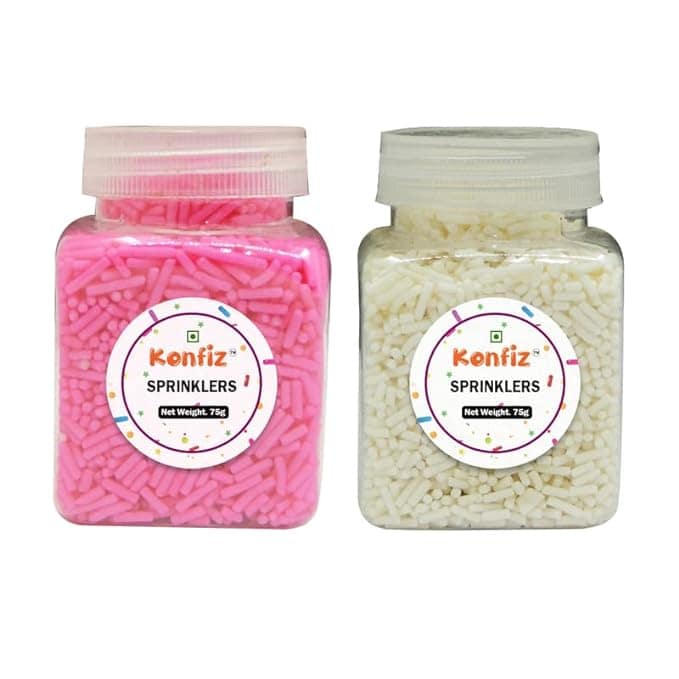 Cake Sprinkler - Vermicelli, White & Pink, 75 gm Each - Pack Of 2