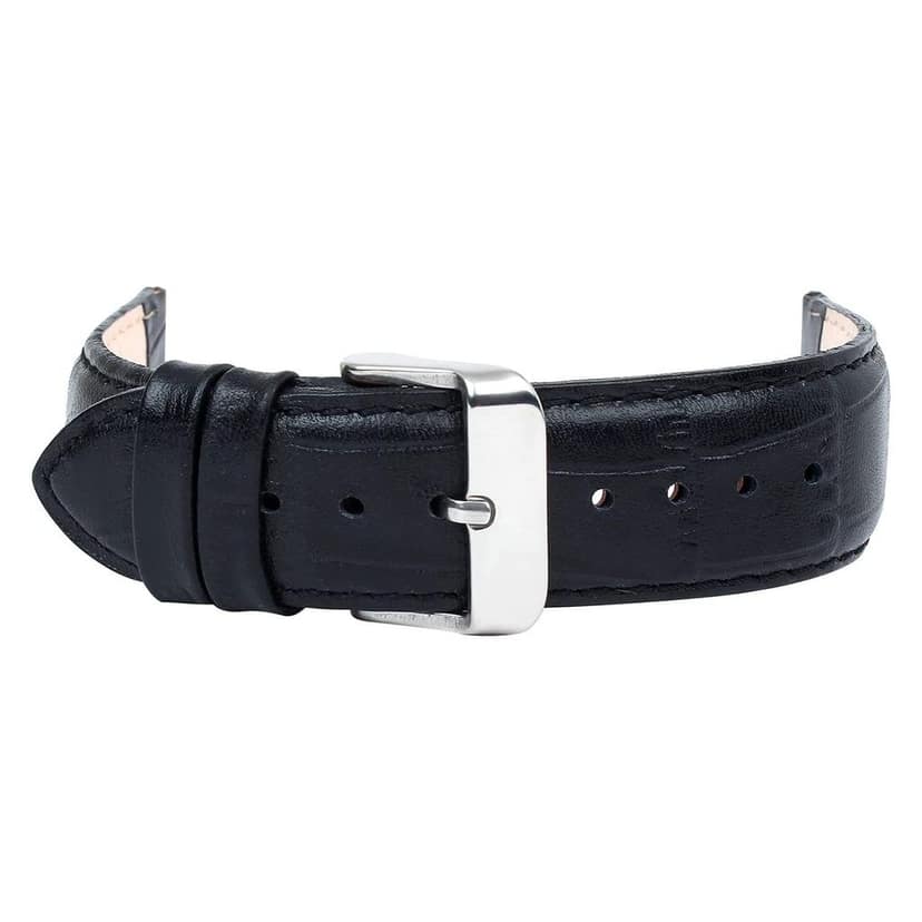 Exelent Leather Mens Replacement Watch Straps Compatible with All Watches with Regular 20 mm Lug Size Black view 2
