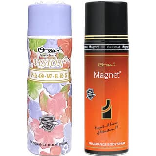 Ossa Vision Flower Body Spray 200ml And Magnet Body Spray 200ml Premium Deodorant Combo For Men And Women (Pack of 2)