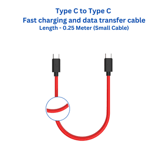 Twance TC23R PVC - Type C to Type C fast Charging & data transfer Cable, 0.25 Meter, Red color