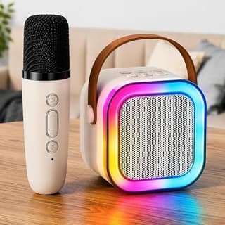 Portable Karaoke Speaker with Wireless Microphone and 5 Voice Changing Effects