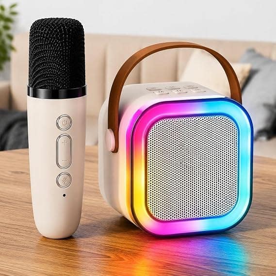 Portable Karaoke Speaker with Wireless Microphone and 5 Voice Changing Effects