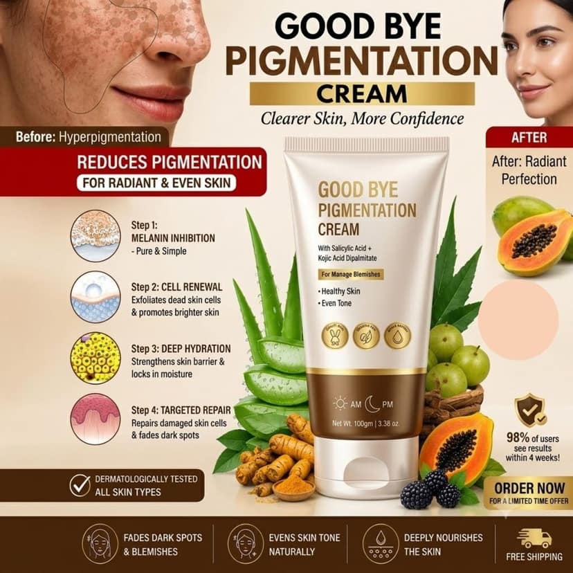 Pigmentation Correction Cream for Dark Spots & Melasma | Kojic Acid Dipalmitate + Salicylic Acid Face Cream | Hyperpigmentation, Acne Marks & Uneven Skin Tone Corrector | Dark Spots Removal Cream for Women & Men | 100g Pack of 1 view 4