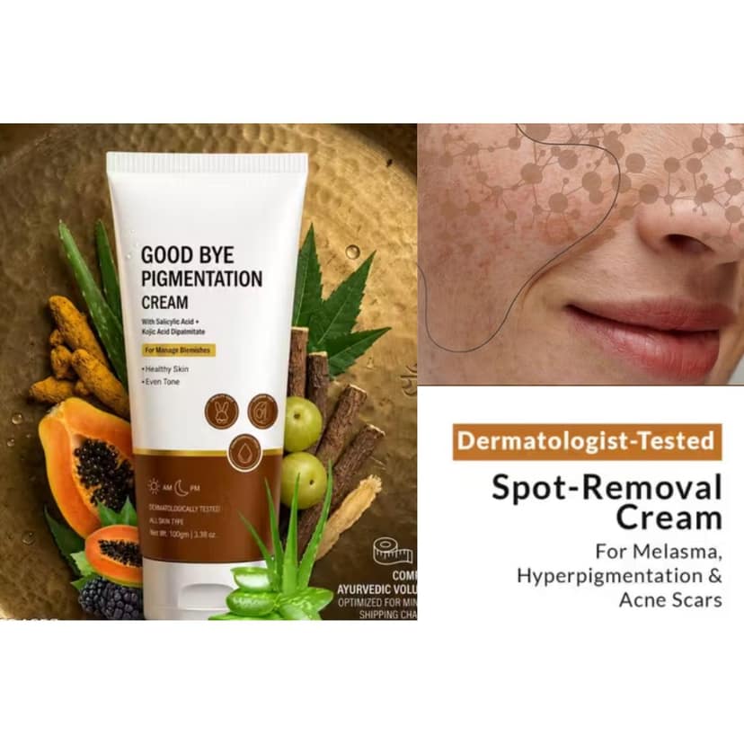 Pigmentation Correction Cream for Dark Spots & Melasma | Kojic Acid Dipalmitate + Salicylic Acid Face Cream | Hyperpigmentation, Acne Marks & Uneven Skin Tone Corrector | Dark Spots Removal Cream for Women & Men | 100g Pack of 1 view 5