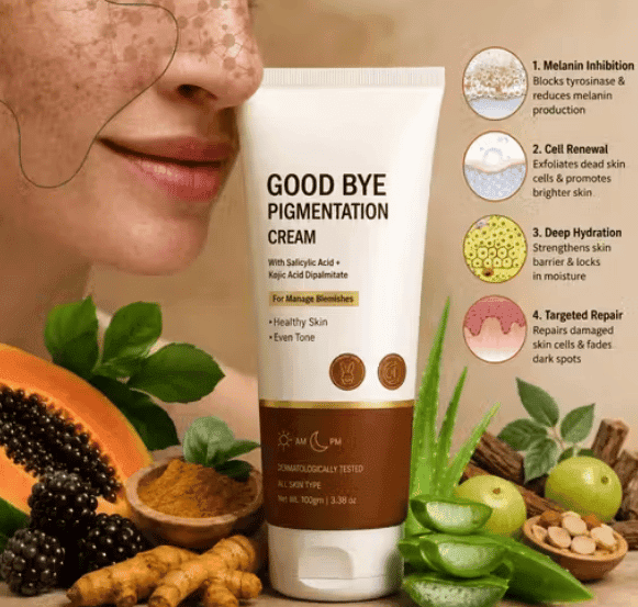 Pigmentation Correction Cream for Dark Spots & Melasma | Kojic Acid Dipalmitate + Salicylic Acid Face Cream | Hyperpigmentation, Acne Marks & Uneven Skin Tone Corrector | Dark Spots Removal Cream for Women & Men | 100g Pack of 1 view 8