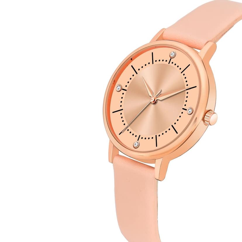 Loretta MT-512 Peach Leather Belt Slim Dial Women & Girls Watch view 2