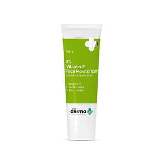 The Derma Co 3% Vitamin E Face Moisturizer | Intensely Moisturizes | For Dry & Flaky Skin | Gives Soft & Suppleness | Strengthens Skin Barrier | Brightens & Smoothens | Fast Absorbing Formula | Fragrance-free | 100 g The Derma Co 3% Vitamin E Face Moistu