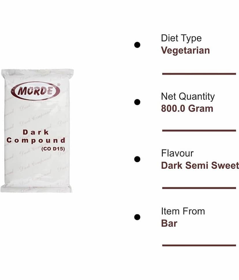 Morde Dark Chocolate Compound Slab (CO-D15) Dark Chocolate 400 g view 2