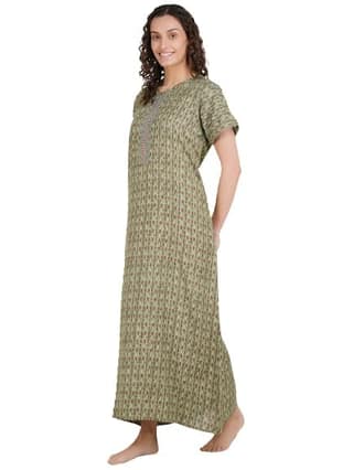KOI SLEEPWEAR Alpine Nightgown with Beautiful Floral Embroidery with Pockets Comfortable for Women