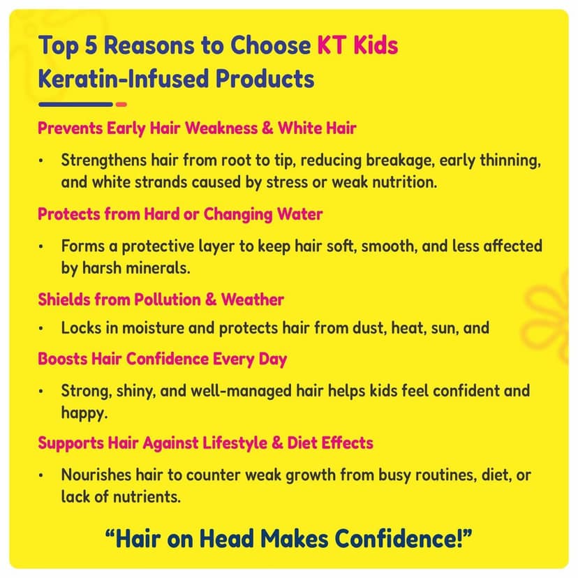 KT Kids Haircare Trio Combo – Gentle Cleansing Shampoo for Girls, 3–7 Years + Conditioner/Protein Haircare Cream + Hair Leave-In Serum - 500ml view 3