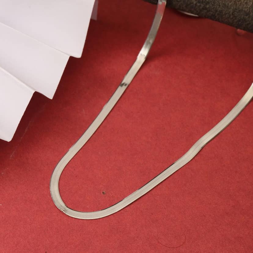 925 Sterling Silver Snake Chain Necklace for Women & Men | Smooth Flat Design I Weight - 6.63 g view 3