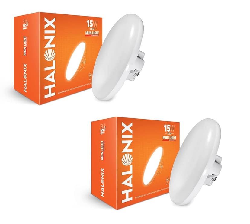 15W Mun Light 6500K Cool White Round Panel led downlighter | Pack of 2 | Cut Out: 2 inch | LED Ceiling Light for Home and Hall view 2