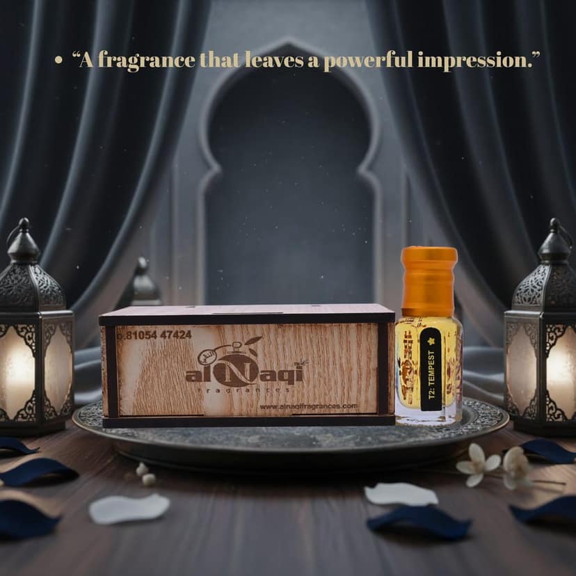 alnaqi fragrances Tempest Attar Perfume Oil Unisex | Alcohol-Free Arabian Attar with Fresh Spicy, Woody & Aromatic Notes | Long-Lasting Roll-On Concentrated Perfume Oil view 3