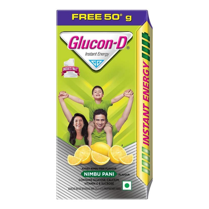 Glucon-D Nimbu Pani Glucose Powder (75g + 50g Extra)| For Tasty Tangy Flavoured Glucose Drink| Provides Instant Energy| Vitamin C Supports Immunity| Contains Calcium for Bone