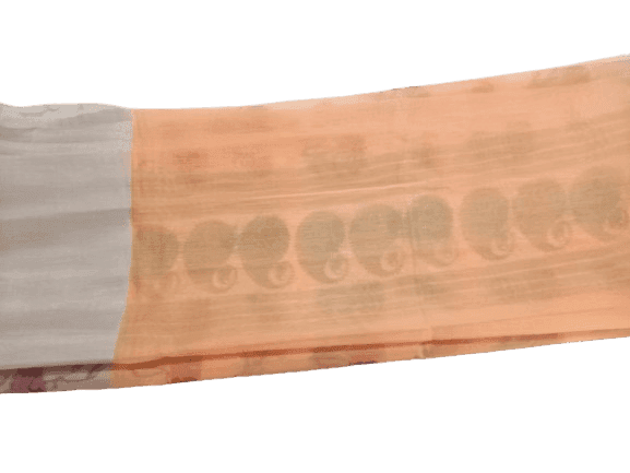 Peach Floral Print Kota Cotton Saree With Blouse Piece view 3