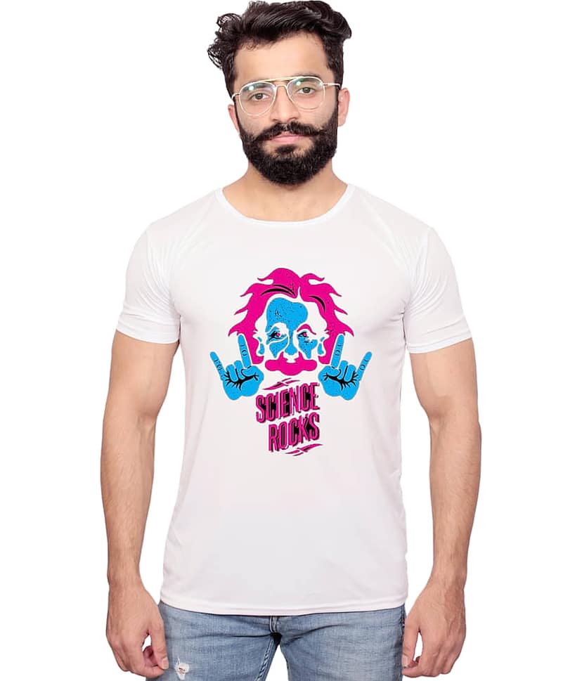 Nityanand Enterprises White Cotton Blend T-Shirt