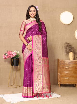 Soft silk saree with zari weawing design and ...
