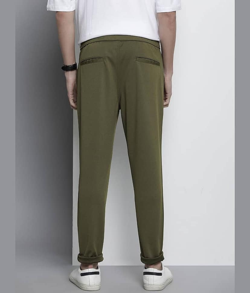 The Indian Garage Co. Slim Flat Men's Formal Trouser - Olive ( Pack of 1 ) view 3