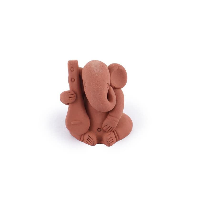 Tisser Arisans Terracota Handmade Musical Ganesh (Set of 10) For Dome Decorative view 2